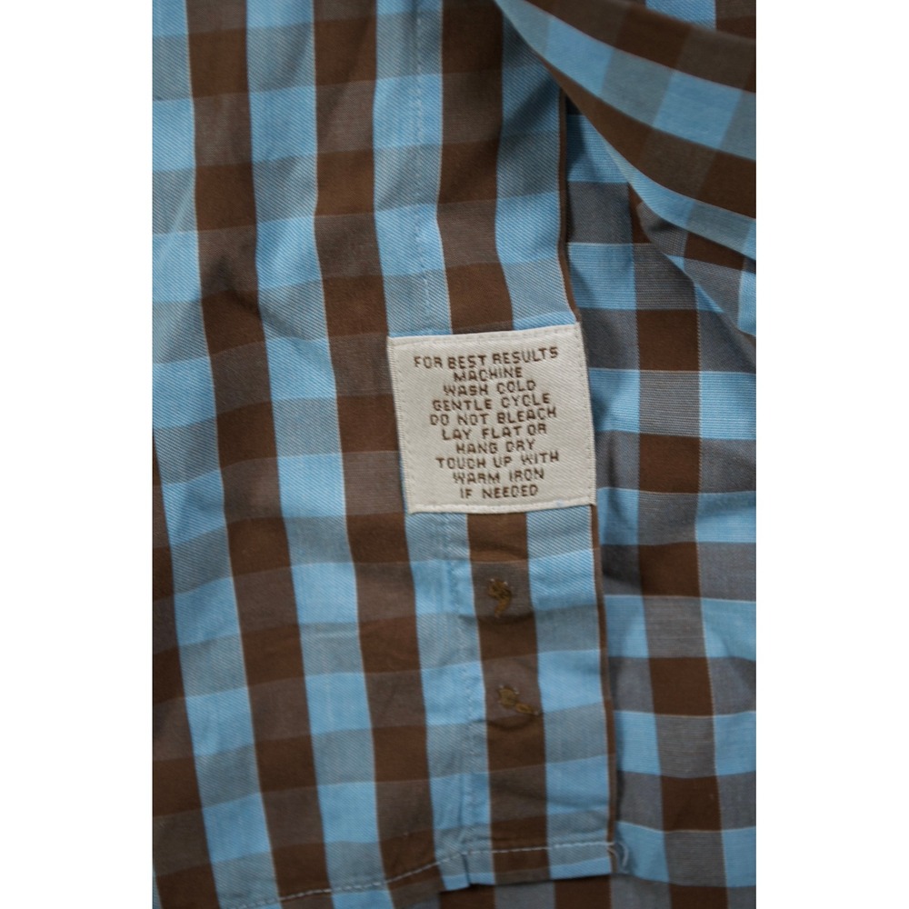Peter Millar Baby Blue Brown Gingham Button Up XL - Picture 6 of 8